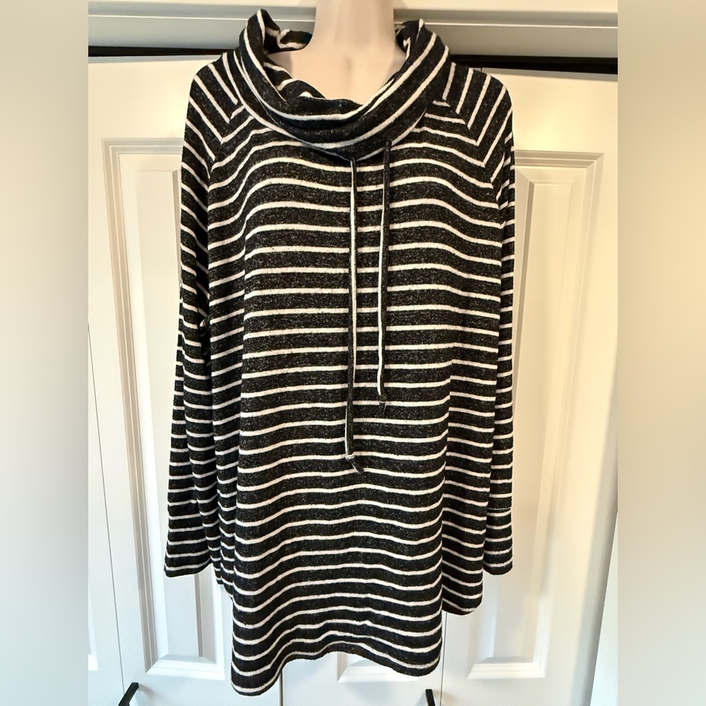 Mix 41 Hawthorne black stripe cowl neck sweater top xxl 2x